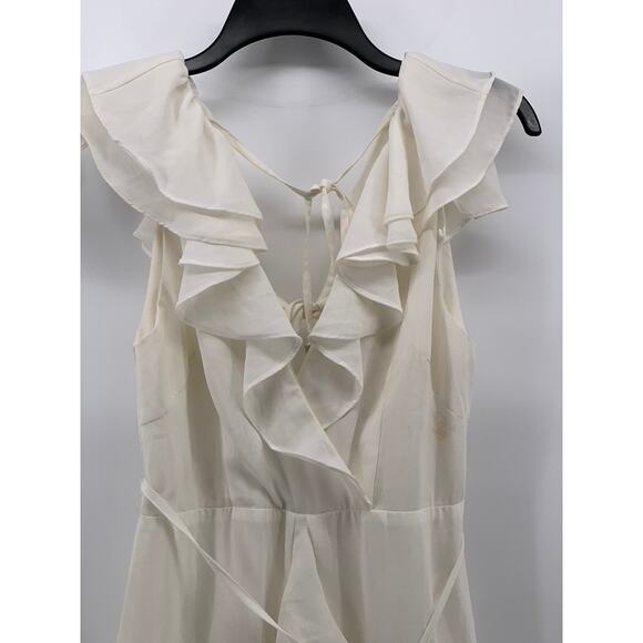 SAINTS + SECRETS Women's White Ruffle Surplice Tie-Waist A-line Mini Dress SZ S - Picture 4 of 11